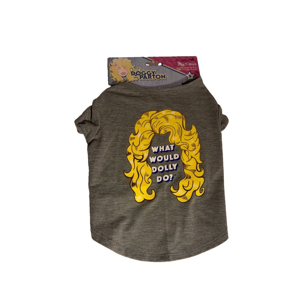 ~NWT DOGGY PARTON ~"What Would Dolly Do" Gray Pet/Dog T-Shirt~Small 10-15 Lbs.~